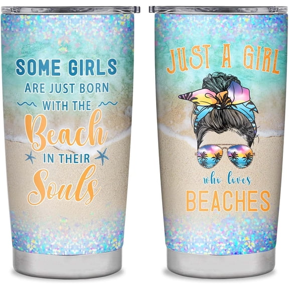 Beach Tumbler Gifts, Best Beach Themed Gift Ideas for Beach Lover, Beach Cup for Women Friends Sister Daughter, A Day At The Beach Restore The Soul 20oz Stainless Steel Tumbler