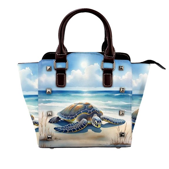 Beach Turtle Rivet Fashion One-Shoulder Women's Handbag Tote Bag