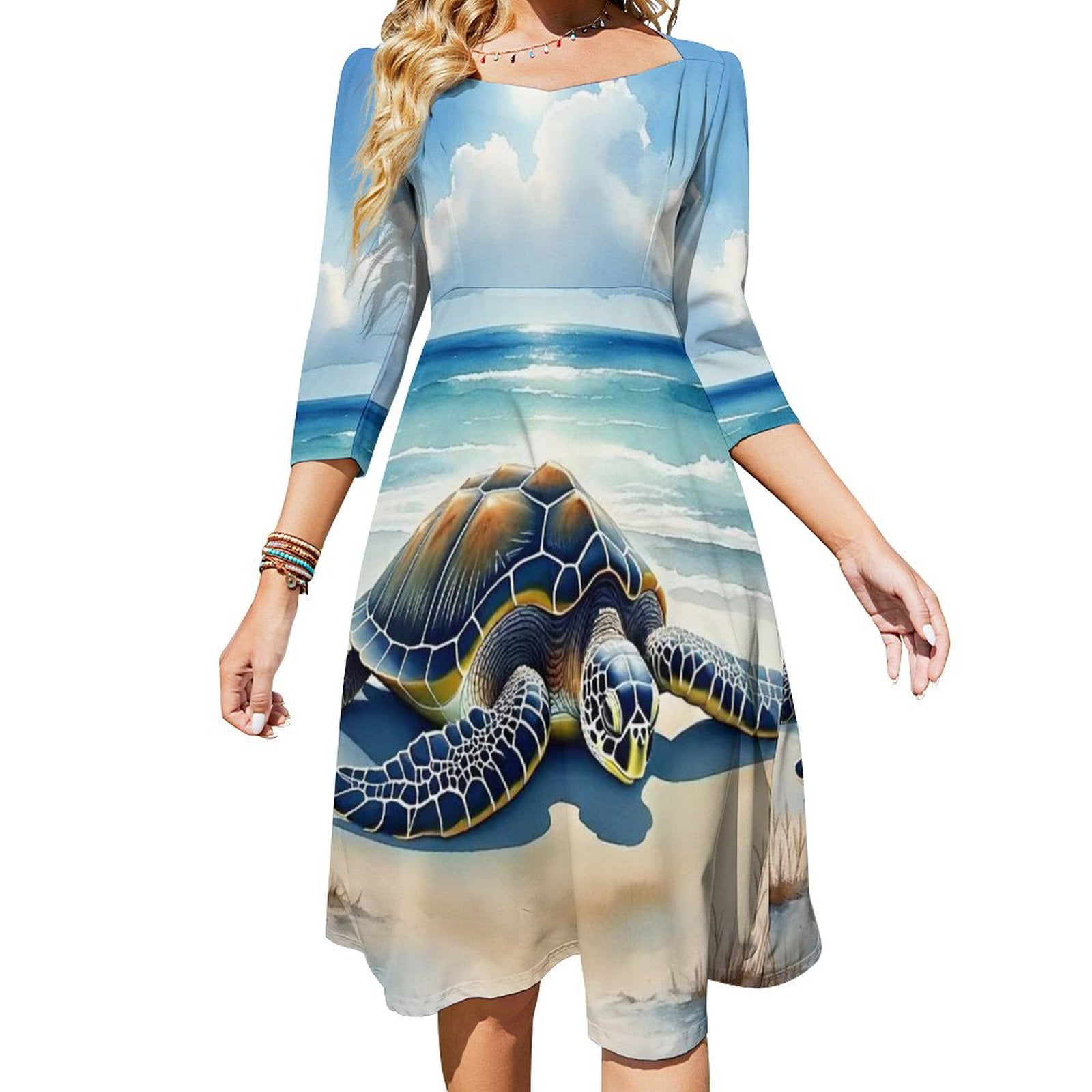 Shirred Comfy Dress - Turtle Bay Red