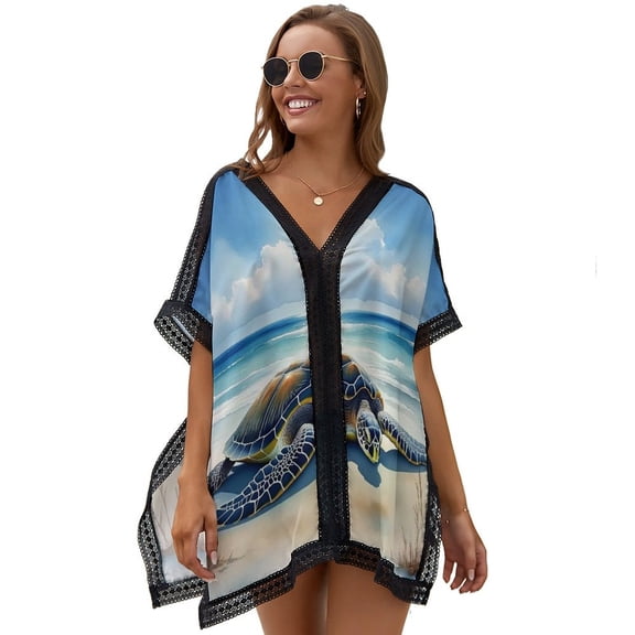 Beach Turtle Women's Swimsuit Coverup Summer Beach Cover Up Bathing Suit Dress