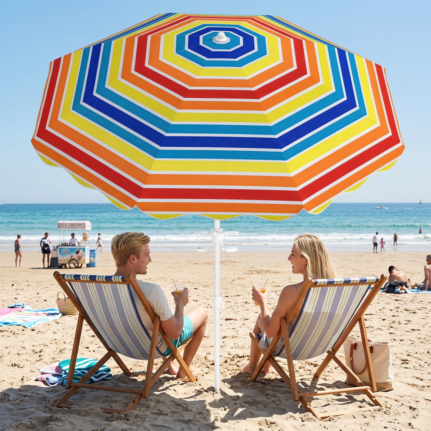 5-6 foot patio umbrella AMMSUN 6ft Table Umbrella,Red The umbrella cloth is and easy to install Round Patio Umbrella - 6