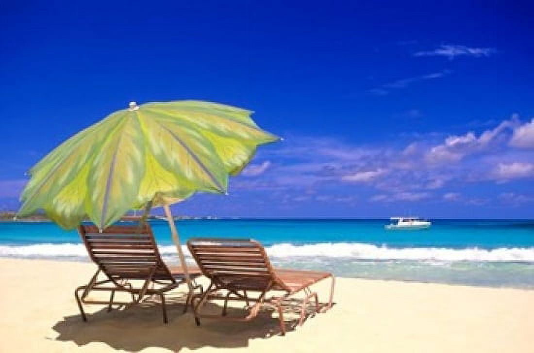 Beach Umbrella Abaco Bamahas Canvas Art - Michael DeFreitas DanitaDelimont (24 x 15)