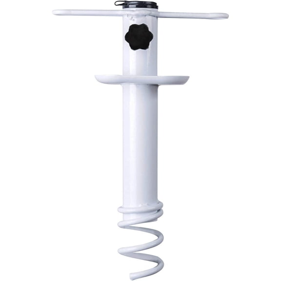 AMMSUN 14'' White Metal Beach Umbrella Sand Anchor with Screw Heavy Duty One Size Fits All Outdoor