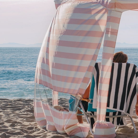 AMMSUN Beach Cabana Sidewall Privacy Sunwall for AMMSUN 6.2'x6.2' Cabana Easy Set up,Pink Stripes