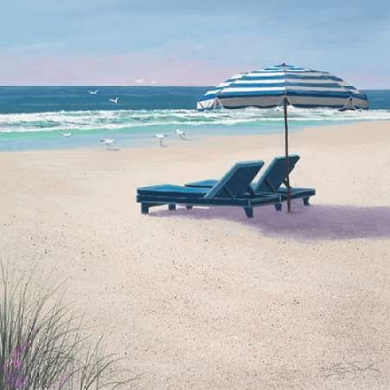 Beach Umbrella Canvas Art - Lin Seslar (24 x 24)
