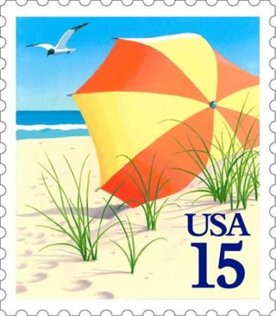 Beach Umbrella Canvas Art - US POSTAL SERVICE (24 x 24)