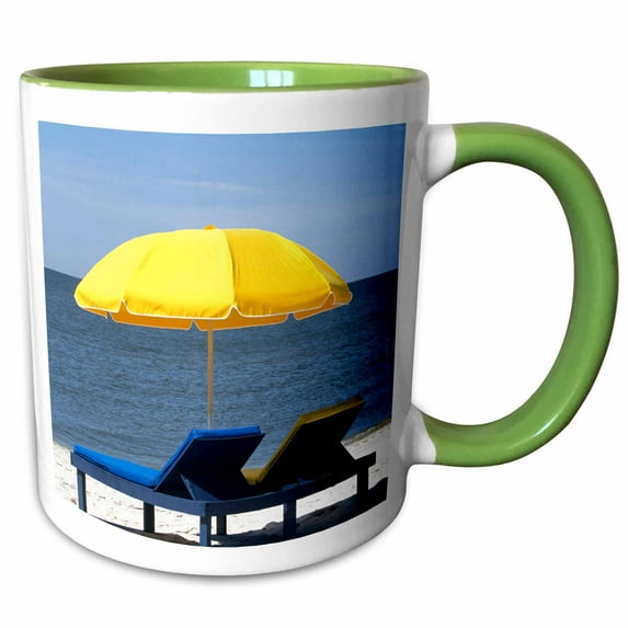 3drose, Beach Umbrella, Outer Banks, North Carolina - Us34 Mde0012 - Michael Defreitas, 11oz Two-tone Green Mug
