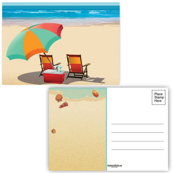 Beach Umbrella Postcards - 40 - 4 x 6 Beach Themed Postcards - 17088