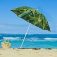 thumbnail image 1 of Beach Umbrella with Sand Anchor & Carry Bag, 6.5 Foot Patio Outdoor Umbrella with Adjustable Height Pole, Push Button Tilt, Ideal for Travel Garden Lawn, UPF 50+ (Birds of paradise), 1 of 4