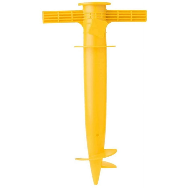 Beach Umbrella Sand Anchor Hanging Hook Set, Safe Umbrella Screw Stand Holder, Yellow