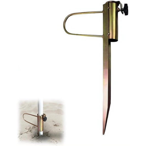 Beach Umbrella Sand Anchor,Heavy Duty Metal Beach Umbrella Holder Stand with Foot Step,Adjustable Clamp for 0.87"-1.26" Pole Diameters Flag, Umbrellas