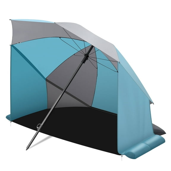 Sunula Beach Umbrella for Sand Portable, Pop up Beach Tent Beach Canopy Umbrella UPF 50+ UV Protection Sun Shelter Easy with Side Panel Ground Mat for Outdoor, Sports, Travel, Patio, Blue