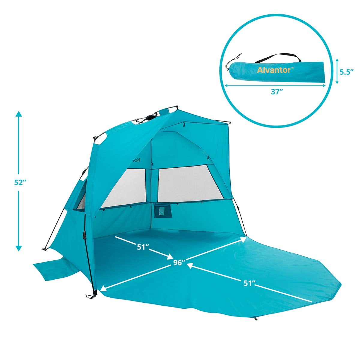 Beach Umbrella Tent Outdoor Automatic Pop Up Sun Shelter UPF 50