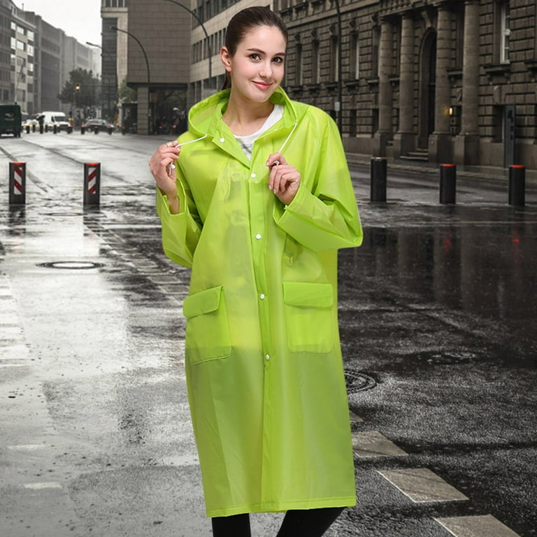 Beach Umbrella Unisex Fashion Reusable Button Rain Jacket Coat Hooded Raincoat With Pockets For Adults Teens