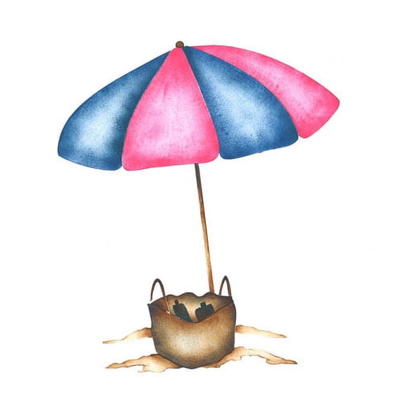 Beach Umbrella with Basket Wall Stencil SKU #2656 by Designer Stencils