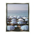 thumbnail image 1 of Beach Umbrellas Clear Summer Sky Coastal Photograph Luster Gray Framed Art Print Wall Art, 1 of 6