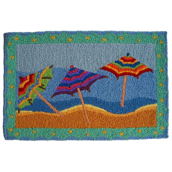 Coastal Tropical Tiki Beach Umbrellas Area 33 x 21 Inches Accent Rug