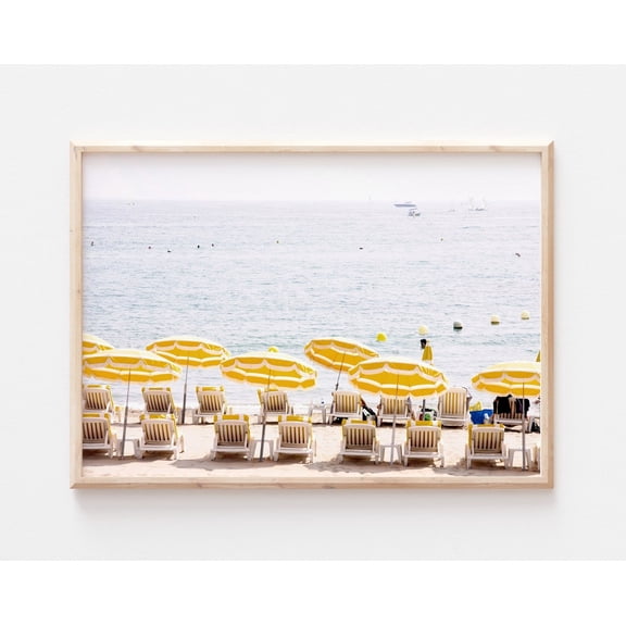 Beach Umbrellas Print, Mediterranean Beach Photography, Summer Coast File, Wall Art, Modern Wall Decor, 12x18 UNFRAMED