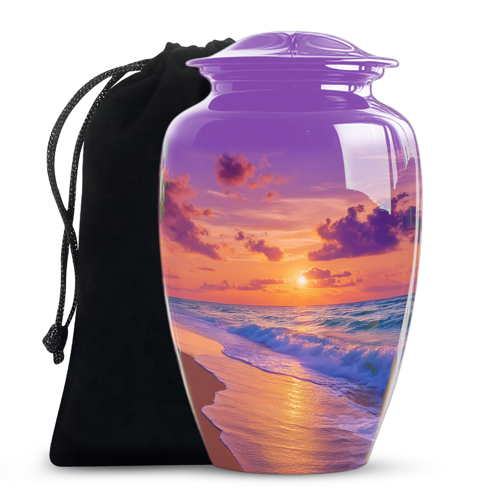 Beach Urn For Ashes For Women - Sunset Cremation Urns For Human Ashes Adult Female - Large Memorial Urns For Men - Funeral Ash Holder ( Size:- 10 Inch )