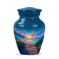thumbnail image 1 of Beach Urns For Human Ashes Adult Female Small 3 Inch, Sunset Cremation Urns For Adult Brother And Sister, Blue Keepsake Urn For Human Ashes Mom And Dad, 1 of 7