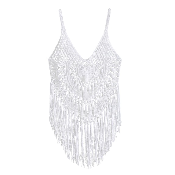 Beach Vacation Bathing Suit Cover Ups Women Crochet Hollow Bikini Swimsuit Coverups Summer Pool Swimwear Tassel Dress
