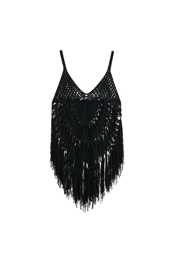 Beach Vacation Bathing Suit Cover Ups Women Crochet Hollow Bikini Swimsuit Coverups Summer Pool Swimwear Tassel Dress