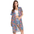 thumbnail image 1 of Beach Vacation Clothes Kimono Cardigan Loose Swimsuit Cover Up for Women Groovy Retro Daisy Flower S, 1 of 6