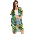 thumbnail image 1 of Beach Vacation Clothes Kimono Cardigan Loose Swimsuit Cover Up for Women Hand Painted Tropical Leaf S, 1 of 6