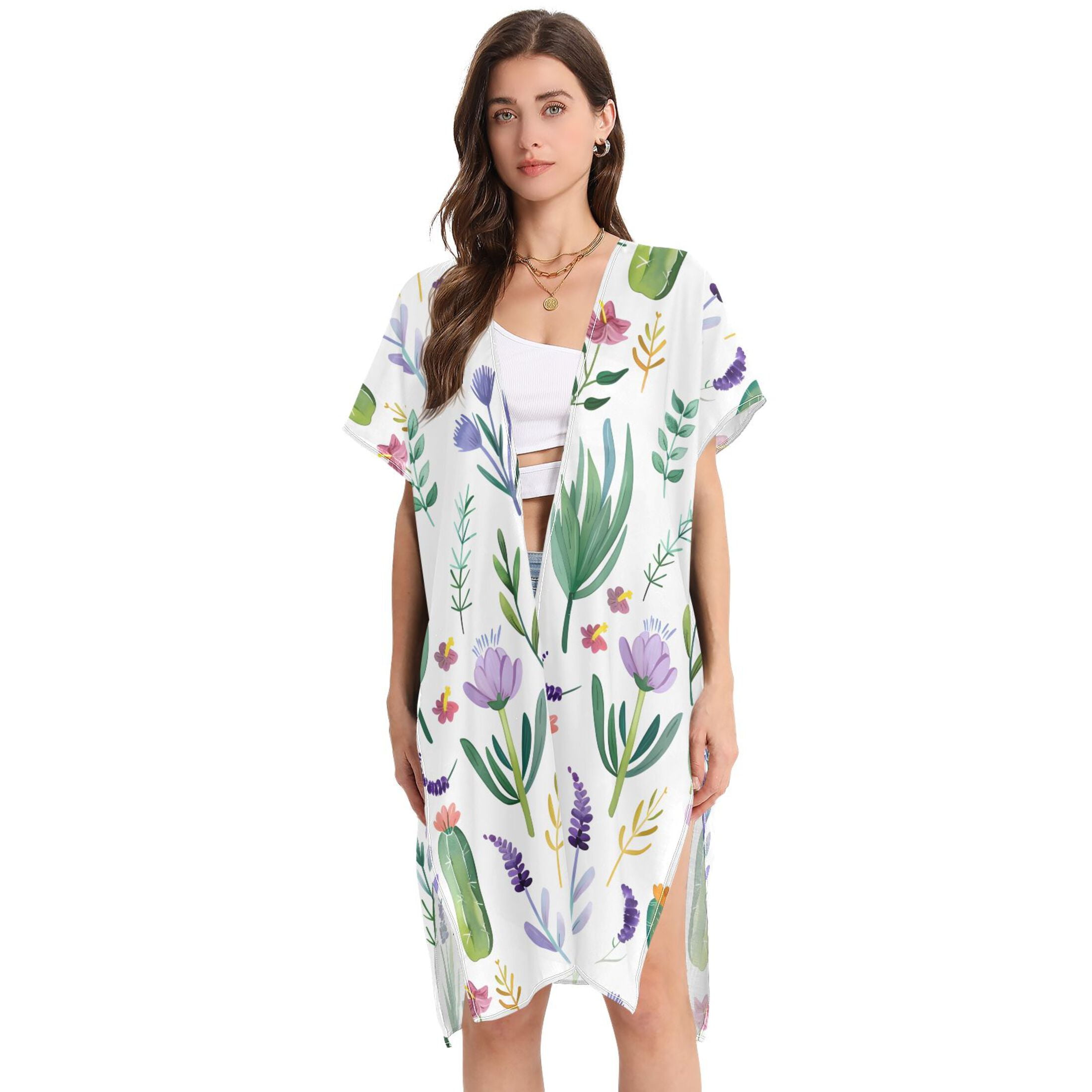 Purple Tassel Kimono Cardigan Women's Beach Cover Up