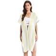 thumbnail image 1 of Beach Vacation Clothes Kimono Cardigan Loose Swimsuit Cover Up for Women Light Yellow and White Stripes M, 1 of 6