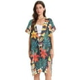 thumbnail image 1 of Beach Vacation Clothes Kimono Cardigan Loose Swimsuit Cover Up for Women Tropical Totem Mask Flower L, 1 of 6