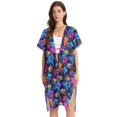 thumbnail image 1 of Beach Vacation Clothes Kimono Cardigan Loose Swimsuit Cover Up for Women Vibrant Neon Floral M, 1 of 6