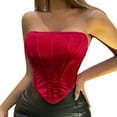 thumbnail image 1 of Beach Vacation Clothes for Women Bra 30 Top Casual Top for Women Clear Strap Bodysuit Dark Girls Heel Sandal Bras Tops Tube Bedroom Clothes Teen Girls Sexy Bustier Corset Lace Off Shoulder Red M, 1 of 8