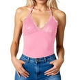 thumbnail image 1 of Beach Vacation Clothes for Women Chest Top Women Cropped Athletic Tops for Compression Womens Shirt Compression Tops Cropped Camisole Casual Tie Bra Top Camisole Workout Bra Bodysuit Crop Pink M, 1 of 4