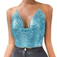 thumbnail image 1 of Beach Vacation Clothes for Women Chiffon Lace Tops for Women Crop Shirt Day of The Tops Wide Shoulder Top Crop Teen Girls Too Casual V Neck Shirt Top Compression with Bra Boy Stocking Sky Blue L, 1 of 8