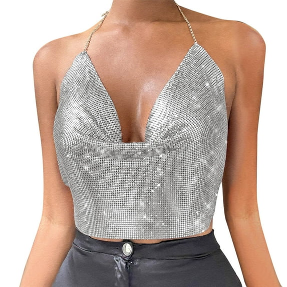 Beach Vacation Clothes for Women Concealment Top Women Top Bodysuit for Tube Compression Packs Camisole with Padded Shelf Bra High Neck Camisole with Lace Trim Bodysuit Clothes Shirts Wo Silver M