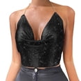 thumbnail image 1 of Beach Vacation Clothes for Women Concealment Top Women Top Bodysuit for Tube Compression Packs Camisole with Padded Shelf Bra High Neck Camisole with Lace Trim Bodysuit Clothes Shirts Wo Black XS, 1 of 7
