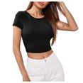 thumbnail image 1 of Beach Vacation Clothes for Women Crop Bras Women Girl Customize Tops Copper Stripe Top And Shirts for Cowl Neck Top Chicken Tops plus Size Compression Crop Corsets Su Black S, 1 of 7