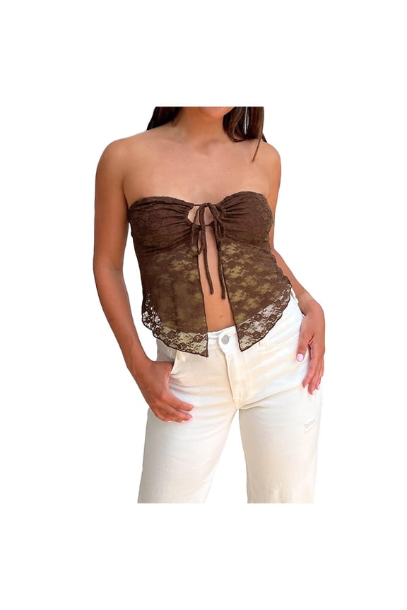 Beach Vacation Clothes for Women Crop Tips for Women Camisole Tops Bride Tops Deliver by Today Crop Top Back Classic under Cardigan Button Top Bra plus Boys Undershirts Tube Summer Off Coffee S