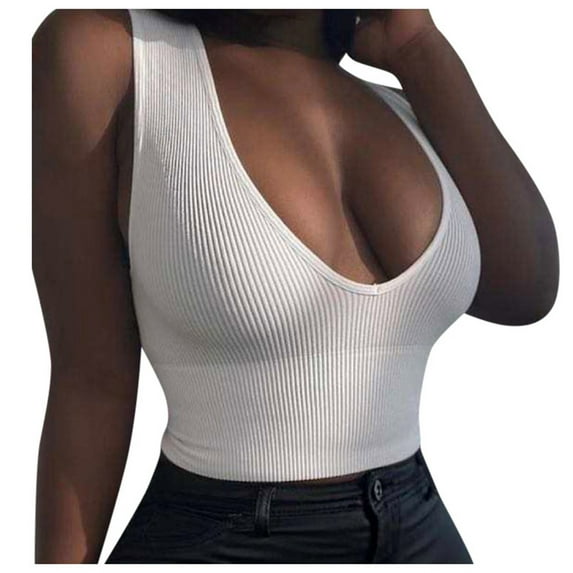 Beach Vacation Clothes for Women Cute Workout Tops for Women Crop Tops Sports Girl Size 13 Chemise Graphic Top Top Junior Control Shirt Cropped Muscle Control Curved Women's Sexy Sleeveless White S