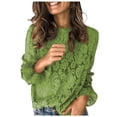 thumbnail image 1 of Beach Vacation Clothes for Women, Shirts for Women, Elegant Hollow Lace Women Shirts Fashionable Blouses with Long Flare Sleeves Stylish O-Neck Design for Modern Women, 1 of 6