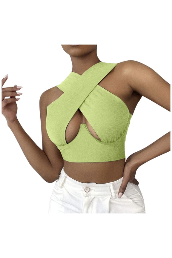 Beach Vacation Clothes for Women Top 3xl Women Punk Tops for Camisole Color Cleavage Tops Chemise Fuzzy Slides Girls Back Casual Work Clothes Cute Summer Green 3XL