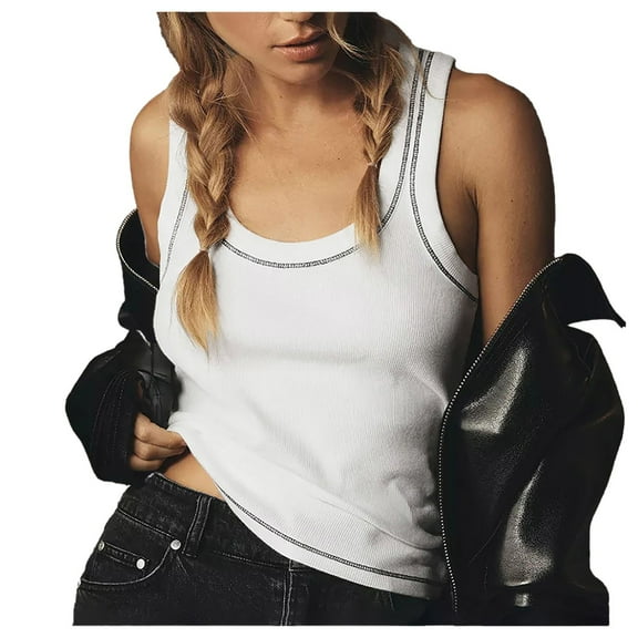 Beach Vacation Clothes for Women Top Bodysuit for Women Active Wear Tops Bohemian Ladies Tops Cowboys Top Cleavage Shirts Bra in Outdoor Warm Girls Tan Cancer Workout White M