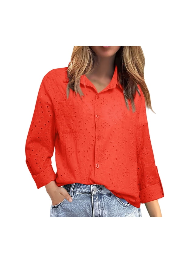 Beach Vacation Clothes for Women, Tops for Women Trendy, Stylish Women Casual Shirts Loose Embroidered Long Sleeve Tops for Everyday Wear Trendy Fashion Must-Have for Your Wardrobe