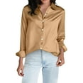 thumbnail image 1 of Beach Vacation Clothes for Women, Women Blouses, Elegant Satin Button Down Women Shirts Long Sleeve Blouses Casual Business Wear Blouses Tops Comfortable Stylish Fashion Ladies Shirts, 1 of 3