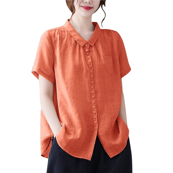 Beach Vacation Clothes for Women, Women'S Tops, Stylish Women Shirts Button Down Casual Short Sleeve Tops Fashionable Loose Fit Comfortable Apparel for Everyday Wear