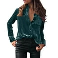 thumbnail image 1 of Beach Vacation Clothes for Women, Women'S Tops, Stylish Women's Casual Winter Blouse Velvet Long Sleeve Button Down Elegant Pocket Top for Everyday Wear, 1 of 5