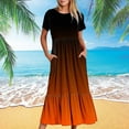 thumbnail image 1 of Beach Vacation Clothes for Women,Women's Summer Casual Short Sleeve Crewneck Dress Casual Flowy Tiered Maxi Beach Dress With Pockets Gradient Print Dress,Relaxed & Elegant for Beach Days, 1 of 8