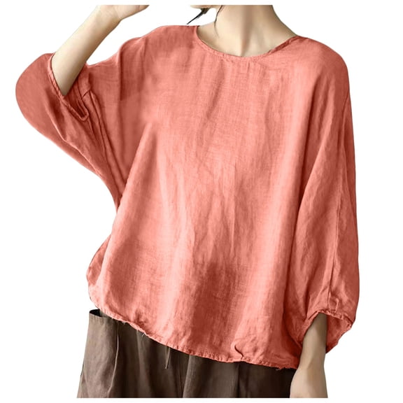 Beach Vacation Clothes for Women, Womens Tops, Stylish Loose Tops for Women - Floral Print 3/4 Sleeve Crew Neck Casual Blouses - for Summer Outings and Everyday Wear