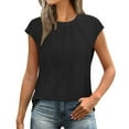 thumbnail image 1 of Beach Vacation Clothes for Women, Yigetop Womens T Shirts Short Sleeve Pleated Casual Cap Sleeve Summer Tops Blouses Women's Tops, Tees & Blouses Black 2XL, 1 of 9